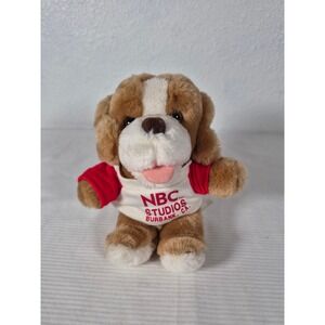 Vintage NBC Studios Burbank CA Plush Puppy Dog Brown White Red Shirt Souvenir